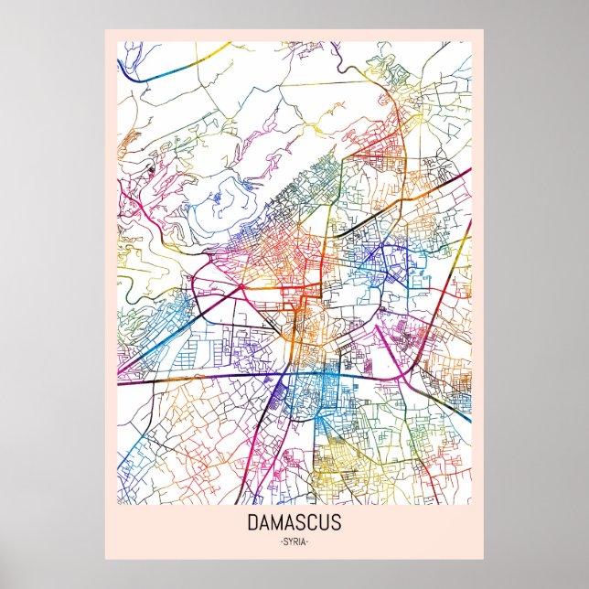 Damascus Syria City Map Poster (Front)