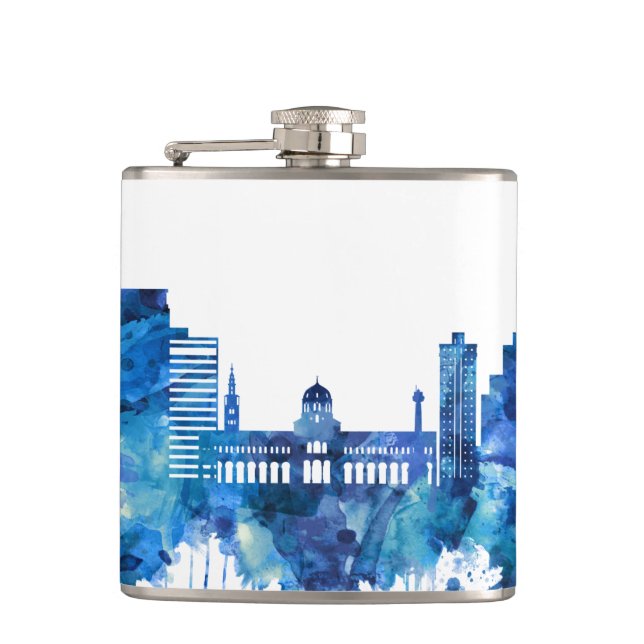 Damascus Syria Skyline Blue Flask (Front)