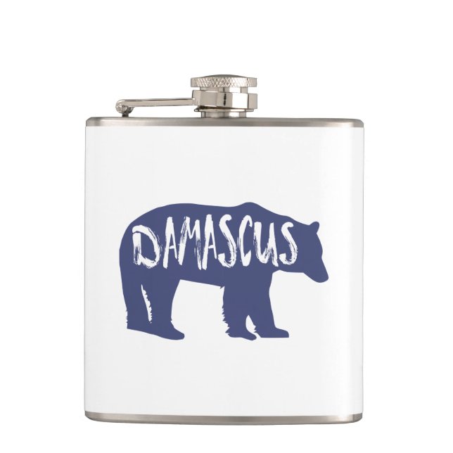 Damascus Virginia Bear Flask (Front)