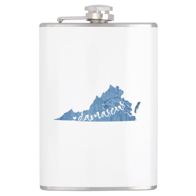 Damascus, Virginia Wood Grain Flask (Front)