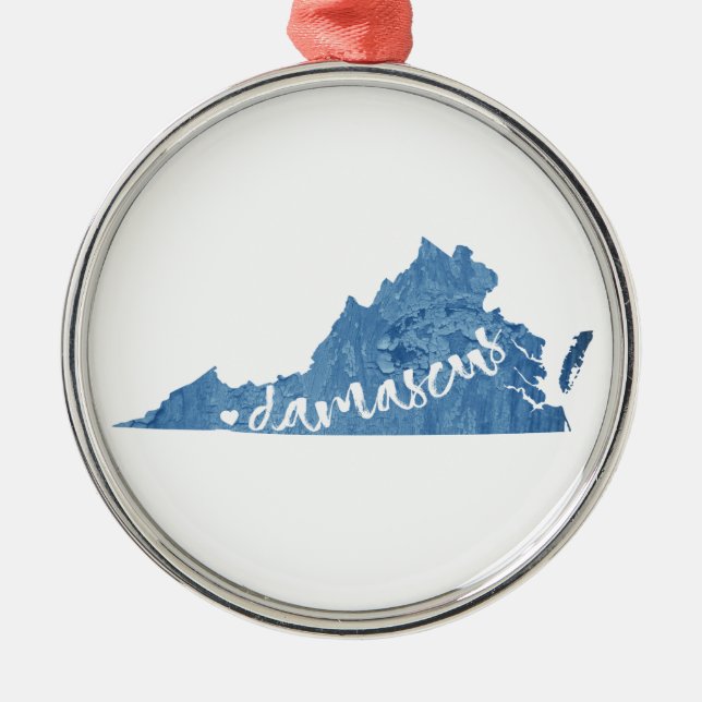 Damascus, Virginia Wood Grain Metal Ornament (Front)