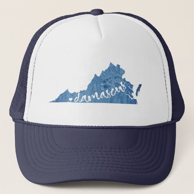 Damascus, Virginia Wood Grain Trucker Hat (Front)