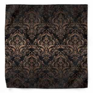 DAMASK1 BLACK MARBLE & BRONZE METAL BANDANA