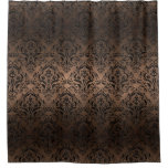 Damask1 Black Marble &amp; Bronze Metal (r) Shower Curtain at Zazzle