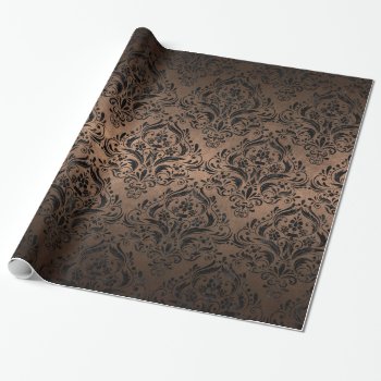 Damask1 Black Marble & Bronze Metal (r) Wrapping Paper by Trendi_Stuff at Zazzle