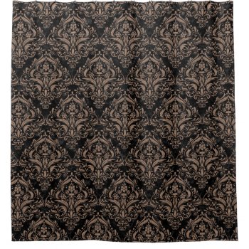 Damask1 Black Marble & Brown Colored Pencil Shower Curtain by Trendi_Stuff at Zazzle