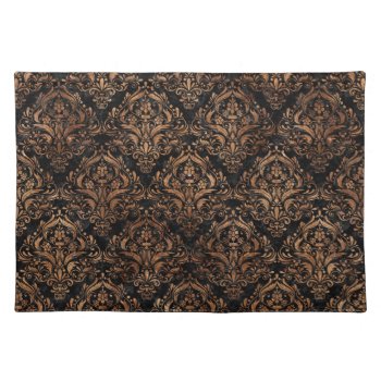 Damask1 Black Marble & Brown Stone Cloth Placemat by Trendi_Stuff at Zazzle
