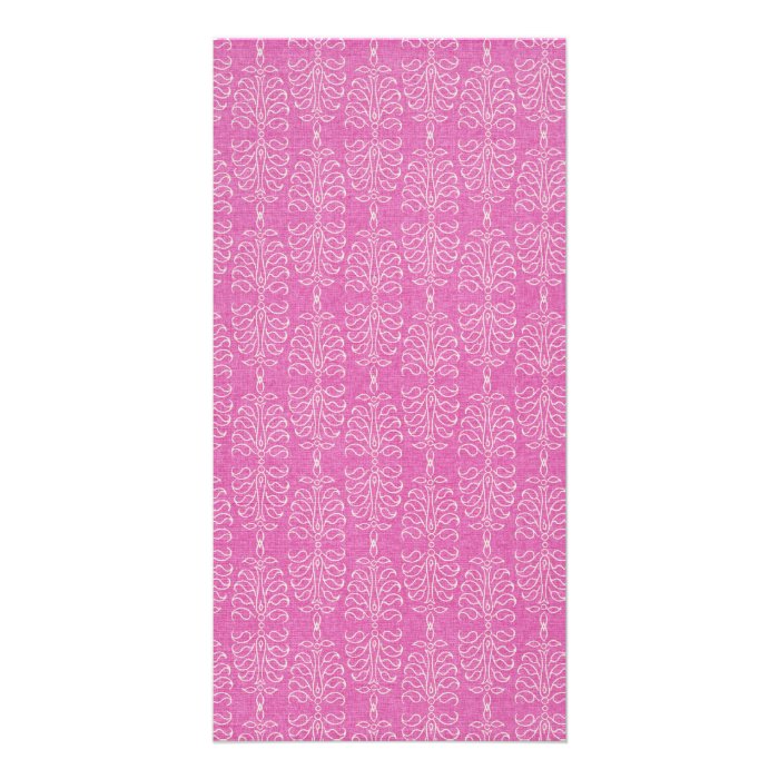 damask22  HOT PINK WHITE DAMASK DECORATIVE SCROLL Photo Greeting Card