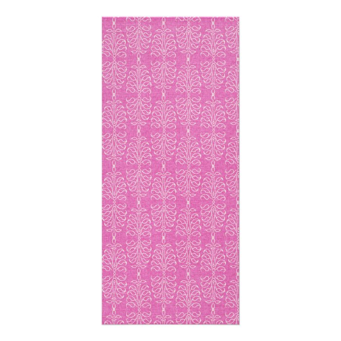 damask22  HOT PINK WHITE DAMASK DECORATIVE SCROLL Custom Rack Card