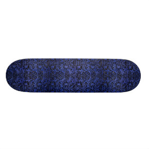DAMASK2 BLACK MARBLE & BLUE BRUSHED METAL (R) SKATEBOARD DECK