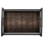 Damask2 Black Marble &amp; Bronze Metal (r) Serving Tray at Zazzle