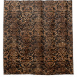Damask2 Black Marble &amp; Brown Stone Shower Curtain at Zazzle