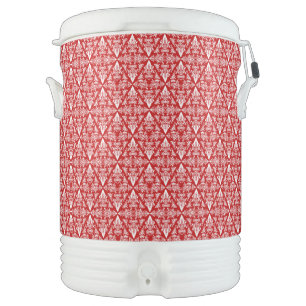 Damask 01 Red-White-Beverage Igloo Cooler, 10gal Cooler
