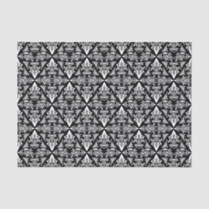 Damask 02 Black-White-Tissue Paper Wrap