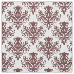 Damask 02 Pattern - Dark Brown on White Fabric