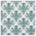 Damask 02 Pattern - Moss Green on White Fabric