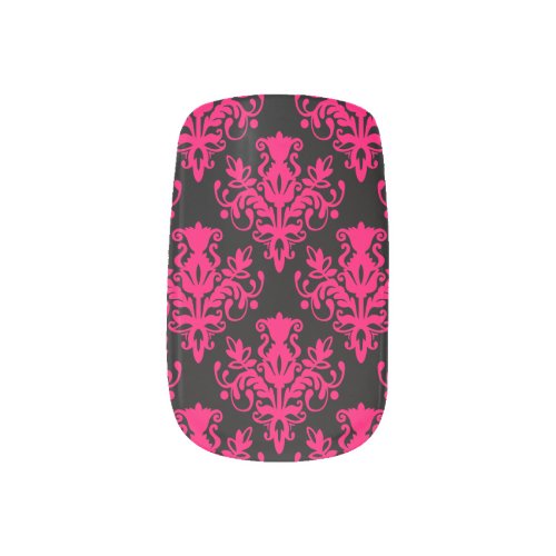 Damask 02 Pattern _ Neon Red on Black Minx Nail Art