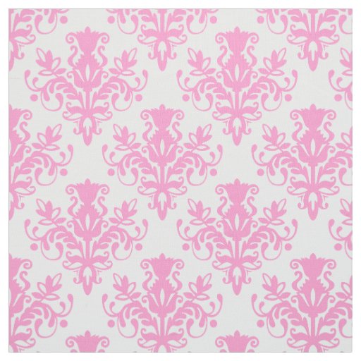 Damask 02 Pattern - Pink on White Fabric