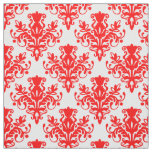Damask 02 Pattern - Red on White Fabric
