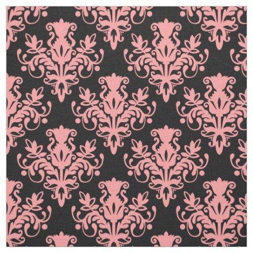 Damask 02 Pattern - Soft Pink on Black Fabric