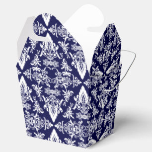 Damask 05 Navy-White-Take Out Favor boxes