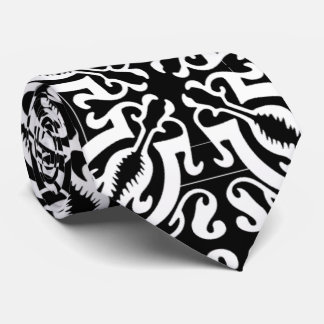 Damask 1 (black & white) neck tie