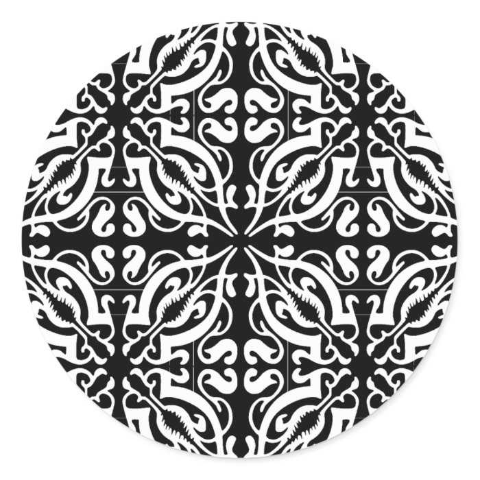 Damask 1 (black & white) stickers