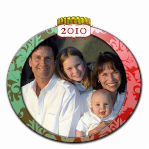 Damask 2010 Family Photo Christmas Ornament