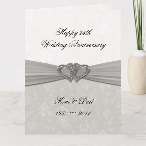 Damask 25th Wedding Anniversary 85x11 Card