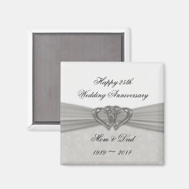Damask 25th Wedding Anniversary Magnet (Front/Back)