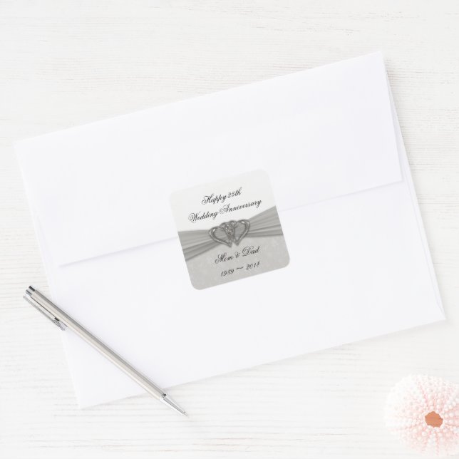 Damask 25th Wedding Anniversary Sticker (Envelope)