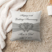 Damask 25th Wedding Anniversary Throw Pillow (Blanket)