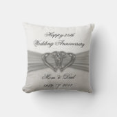 Damask 25th Wedding Anniversary Throw Pillow (Front)