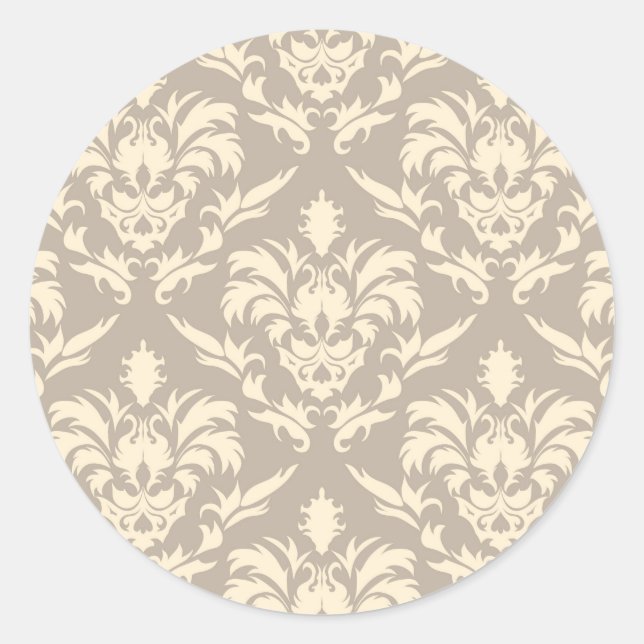 Damask 2 classic round sticker (Front)