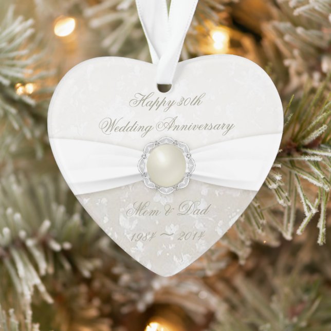 Damask 30th Wedding Anniversary Acrylic Ornament (Tree)