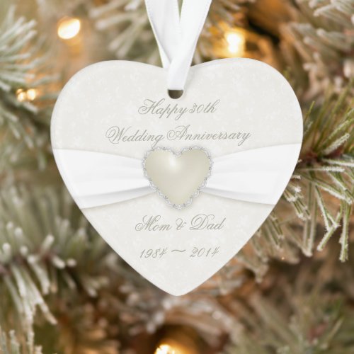 Damask 30th Wedding Anniversary Acrylic Ornament