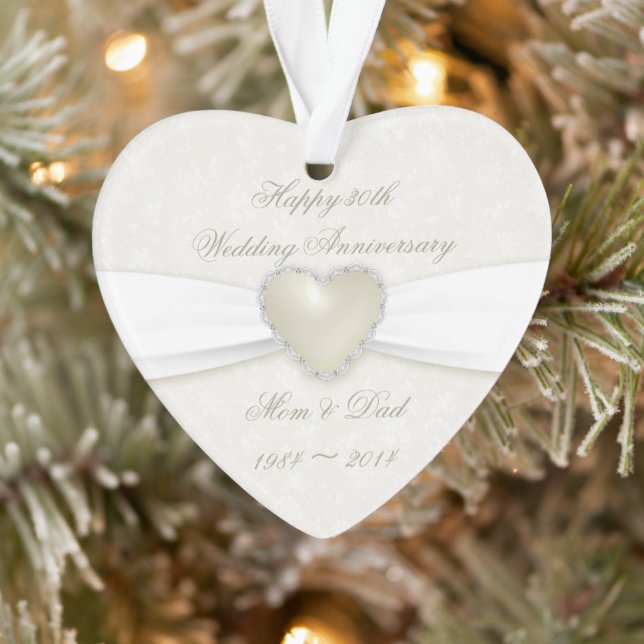 Damask 30th Wedding Anniversary Acrylic Ornament (Tree)