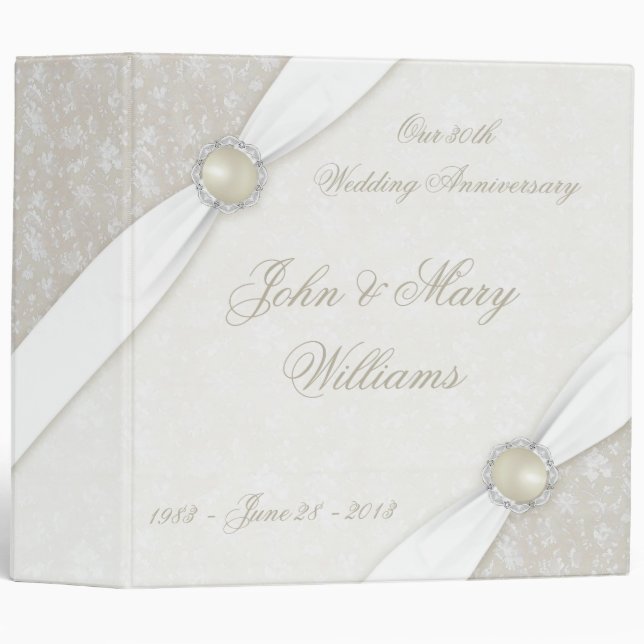 Damask 30th Wedding Anniversary Binder (Front/Spine)