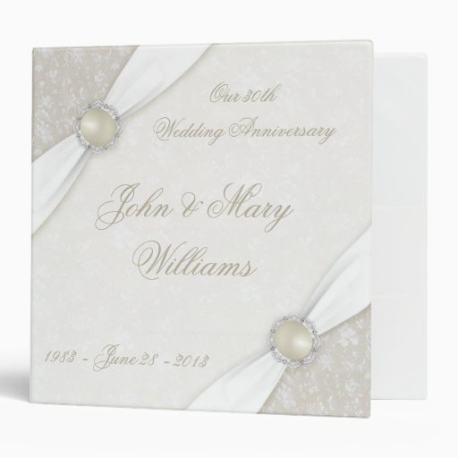 Damask 30th Wedding Anniversary Binder | Zazzle