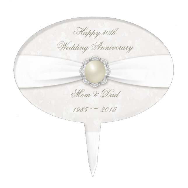 Damask 30th Wedding Anniversary Cake Topper (Front)