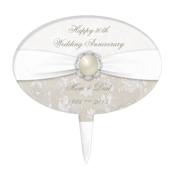 Damask 30th Wedding Anniversary Cake Topper | Zazzle