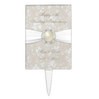 Damask 30th Wedding Anniversary Cake Topper