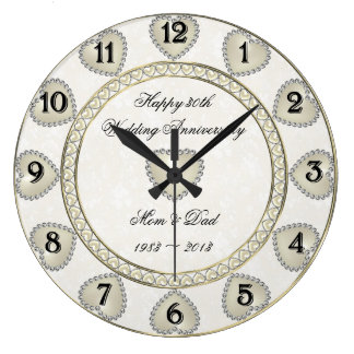 Damask 30th Wedding Anniversary Clock