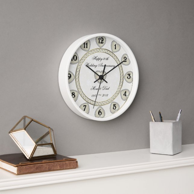 Damask 30th Wedding Anniversary Clock (Office)