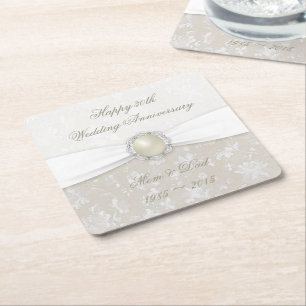 Damask 30th Wedding Anniversary Coaster