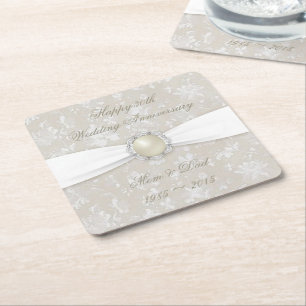 Damask 30th Wedding Anniversary Coaster