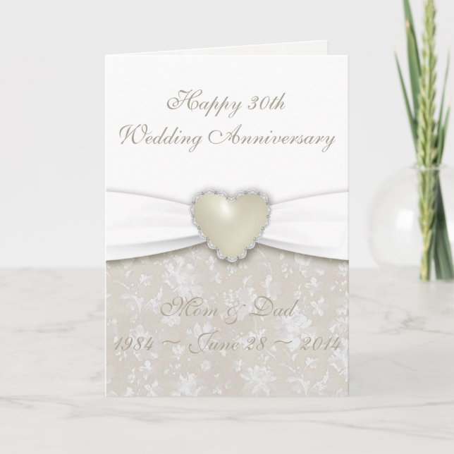 Damask 30th Wedding Anniversary Greeting Card (Front)