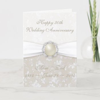 Damask 30th Wedding Anniversary Greeting Card by CreativeCardDesign at Zazzle