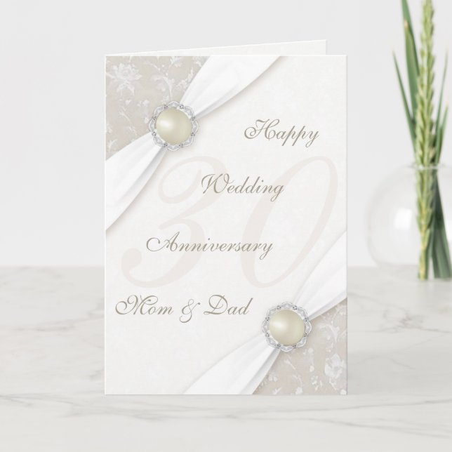 Damask 30th Wedding Anniversary Greeting Card (Front)