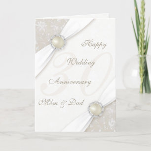 Damask 30th Wedding Anniversary Greeting Card